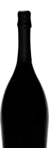 Fles Prosecco Magnum met donkere glazen fles en zwarte capsule.