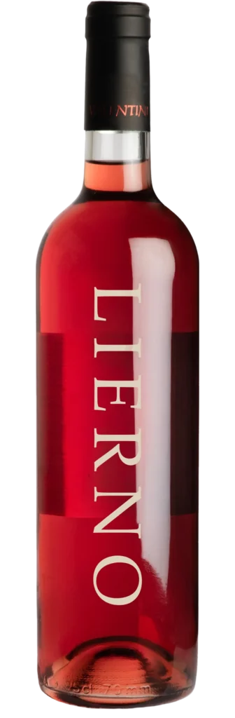 Fles roséwijn van het merk Lierno met rode capsule en verticale opdruk.